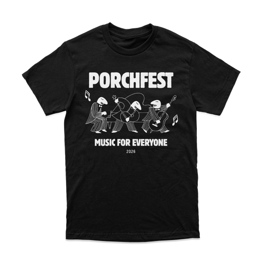 Porchfest Music for Everyone T-shirt (Black)