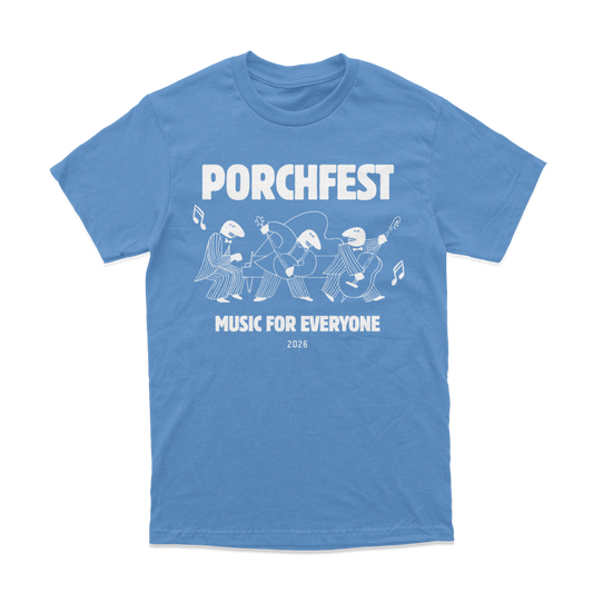 Porchfest Music for Everyone T-shirt (Blue)