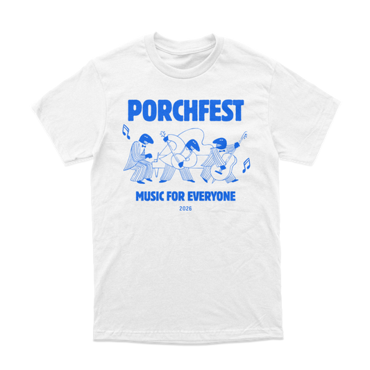 Porchfest Music for Everyone T-shirt (White)